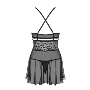 OB 838-BAB-1 babydoll & thong black