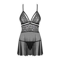 OB 838-BAB-1 babydoll & thong black