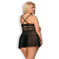 OB 838-BAB-1 babydoll & thong black Size Plus