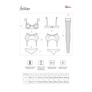 LC Irissan 4pcs set with garter belt and stockings white