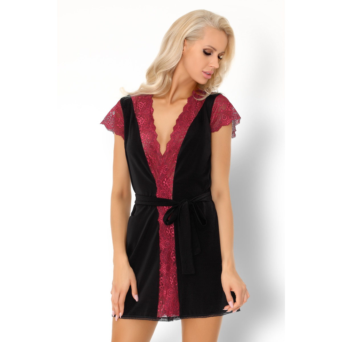 LC Kumiko dressing gown black-purple