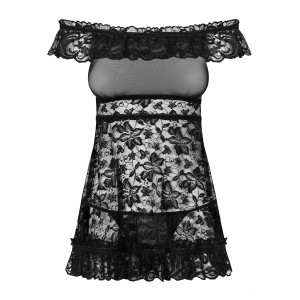 OB Flores chemise & thong black