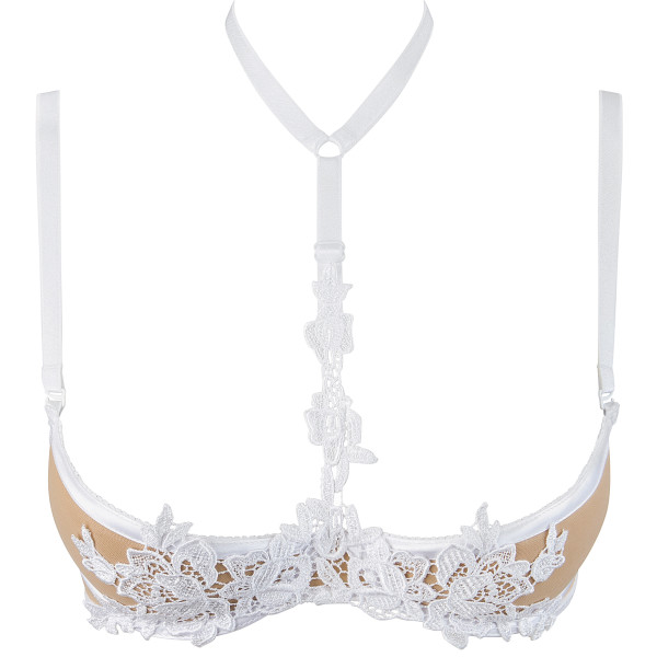 V-9641 bra white with open cups
