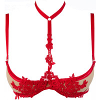 V-9651 bra red with open cups