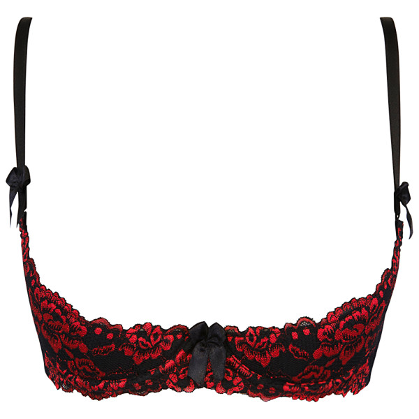 V-10011 bra black-red with open cups