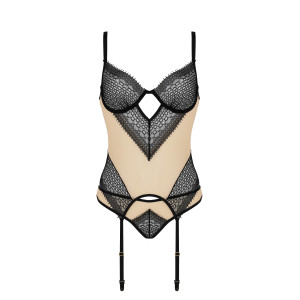 CA Denerys corset & thong beige-black