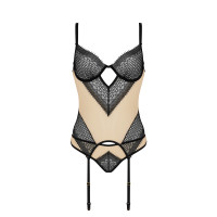 CA Denerys corset & thong beige-black