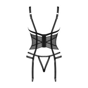 OB Lanelia corset & thong with open cups black