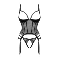 OB Lanelia corset & thong with open cups black
