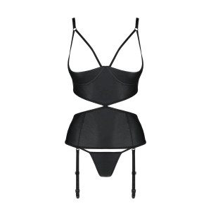 PE Jannies corset & thong with open cups black