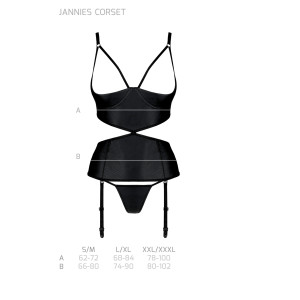 PE Jannies corset & thong with open cups black