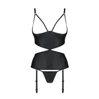 PE Jannies corset & thong with open cups black