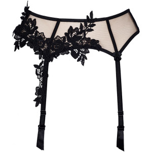 V-8842 garter belt beige-black